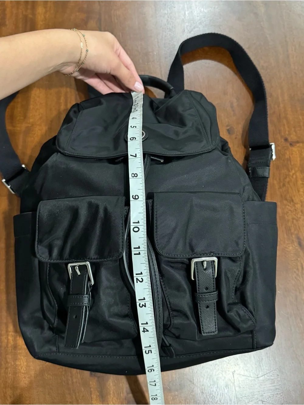Tory Burch Virginia Drawstring Nylon Flap Backpack Black